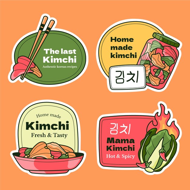 Conjunto de etiquetas de alimentos kimchi