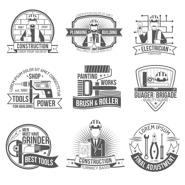 Vector gratuito conjunto de etiquetas de construcción