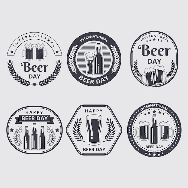 Conjunto de etiquetas del día internacional de la cerveza