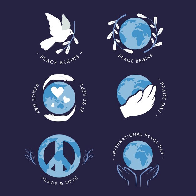 Conjunto de etiquetas del día internacional de la paz