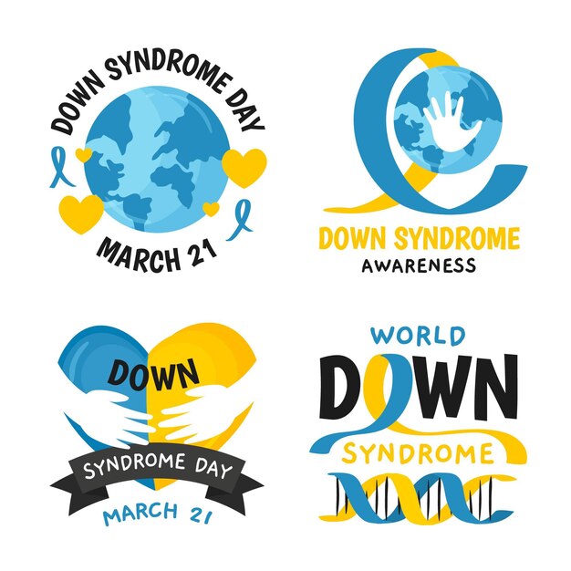 Conjunto de etiquetas del día mundial del síndrome de down
