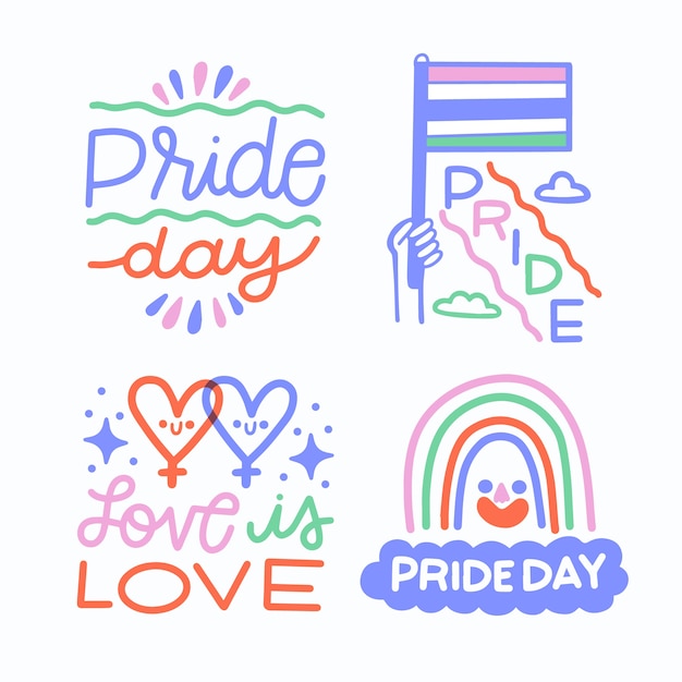 Conjunto de etiquetas del día del orgullo