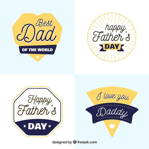 Conjunto de etiquetas de día del padre con elementos diferentes