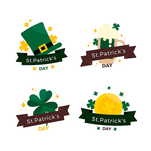 Vector gratuito conjunto de etiquetas del día de san patricio