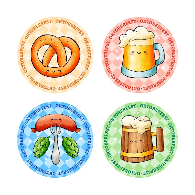 Vector gratuito conjunto de etiquetas dibujadas a mano de oktoberfest