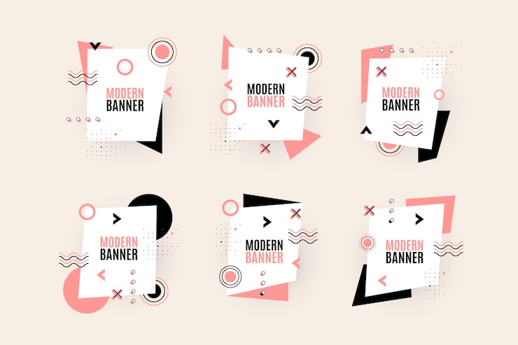 Vector gratuito conjunto de etiquetas de diseño gráfico en estilo geométrico