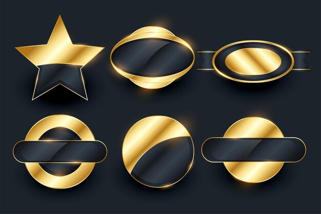 Conjunto de etiquetas y distintivos vacíos dorados premium