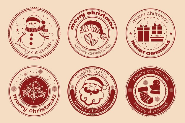 Conjunto de etiquetas e insignias de deseos de navidad y feliz año nuevo