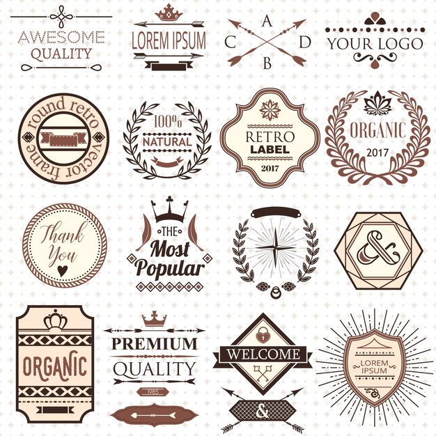 Conjunto de etiquetas y elementos de diseño retro