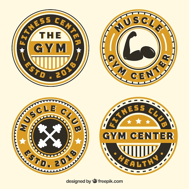 Vector gratuito conjunto de etiquetas de fitness amarillas