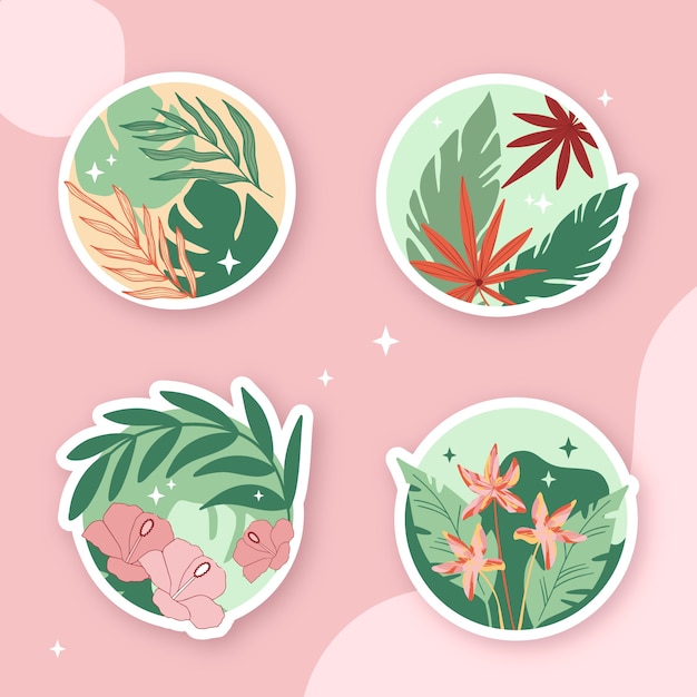 Vector gratuito conjunto de etiquetas florales dibujadas a mano