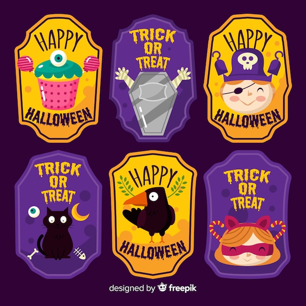 Vector gratuito conjunto de etiquetas de halloween