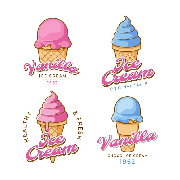 Vector gratuito conjunto de etiquetas de helado dibujado a mano