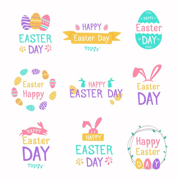 Conjunto de etiquetas de Instagram para el día de pascua