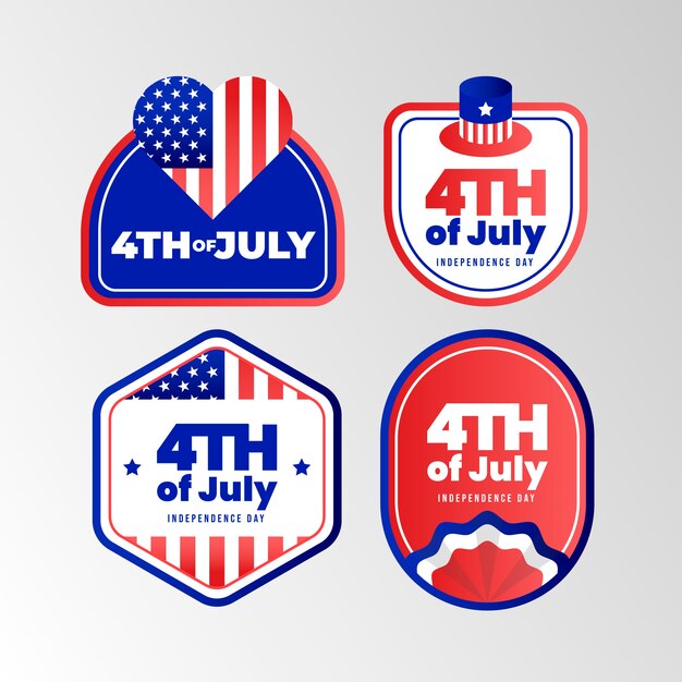 conjunto de etiquetas o logotipo degradado del 4 de julio