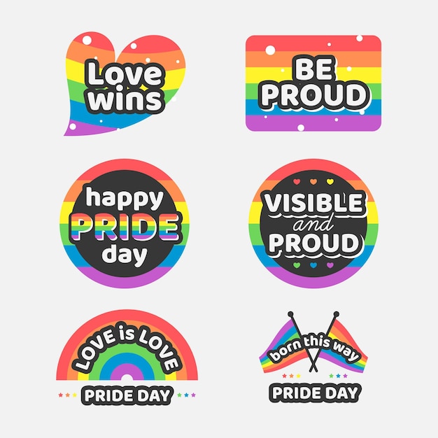 Vector gratuito conjunto de etiquetas de orgullo del arco iris