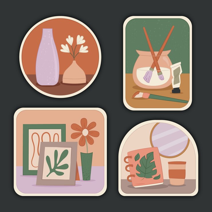 Vector gratuito conjunto de etiquetas de paleta de colores apagados