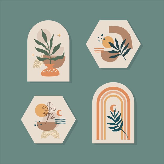 Conjunto de etiquetas de paleta de colores apagados