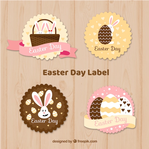 Vector gratuito conjunto de etiquetas de pascua marrones