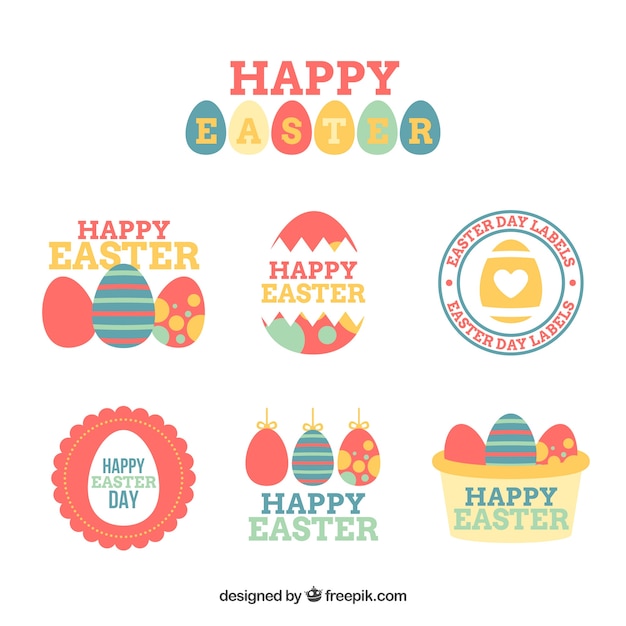 Vector gratuito conjunto de etiquetas de pascua