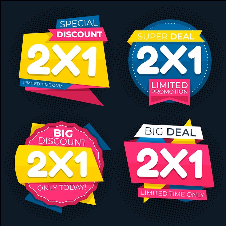 Vector gratuito conjunto de etiquetas promocionales coloridas