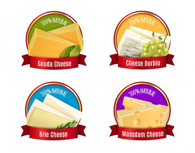 de etiquetas de queso realista | Vector Gratis