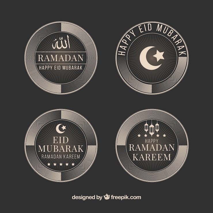 Vector gratuito conjunto de etiquetas de ramadán en estilo plano
