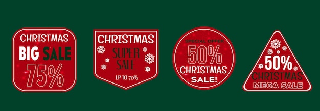 Conjunto de etiquetas de rebajas de navidad
