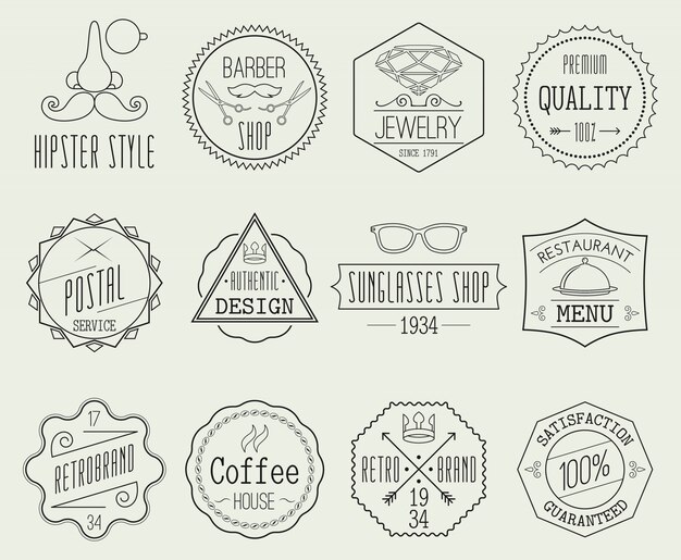 Conjunto de etiquetas retro