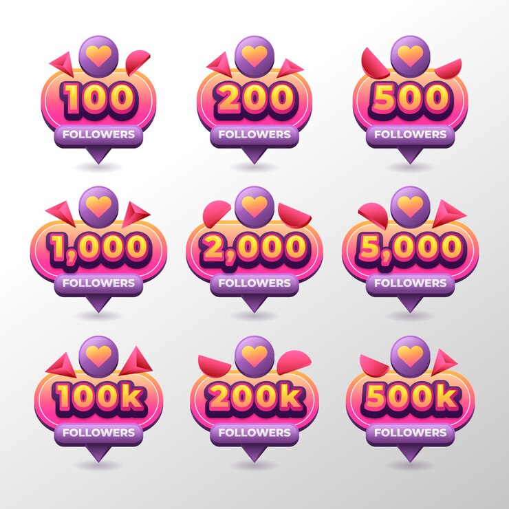 Vector gratuito conjunto de etiquetas de seguidores