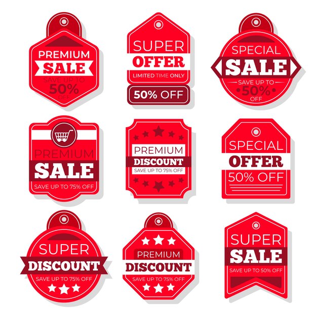 Conjunto de etiquetas de ventas de diseño plano