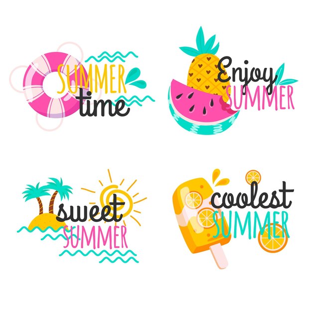 Conjunto de etiquetas de verano