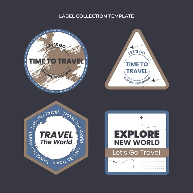 Conjunto de etiquetas de viaje retro de diseño plano