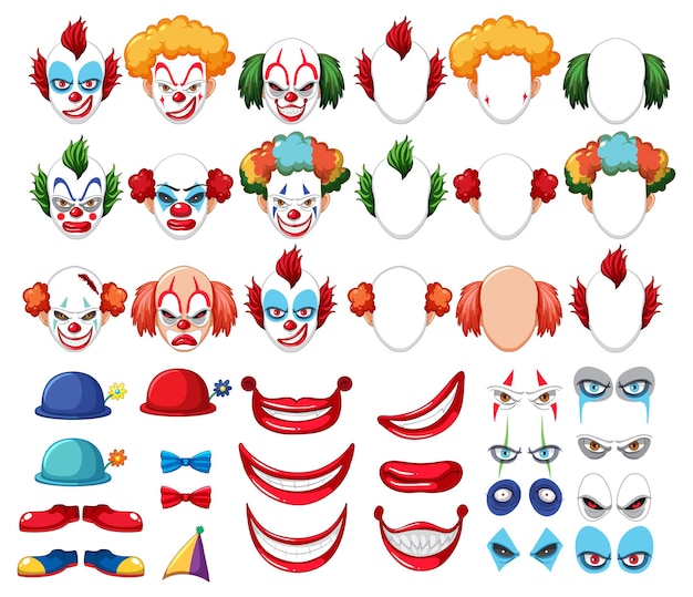 Conjunto de expresión facial de payaso