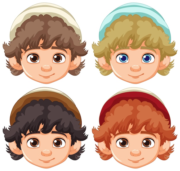 Vector gratuito conjunto de expresiones faciales neutras de niño