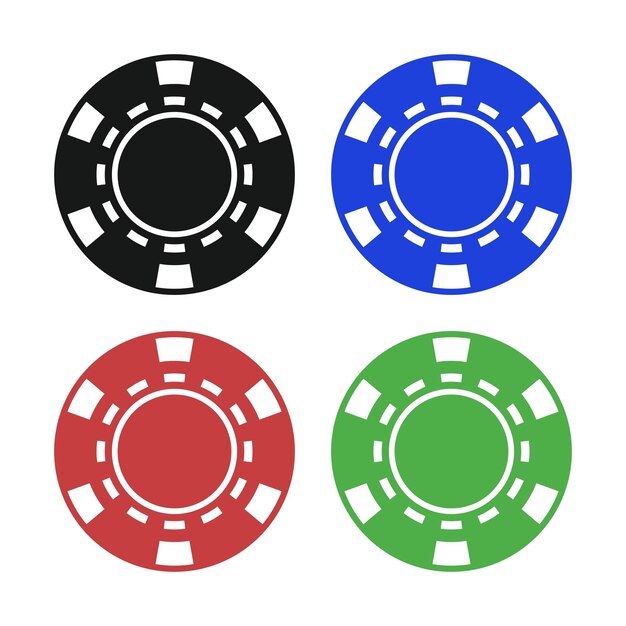 Conjunto de fichas de póquer de varios colores