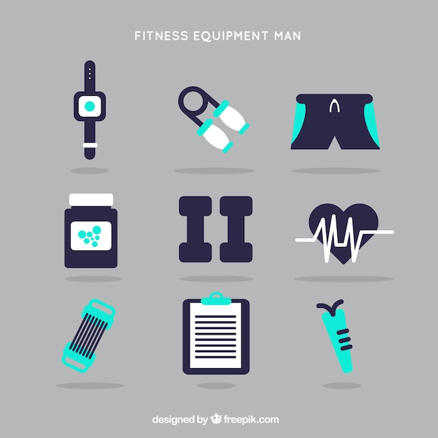 Conjunto de fitness de hombre en un estilo plano