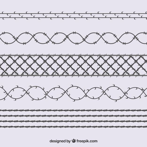 Vector gratuito conjunto flat de alambres de espino