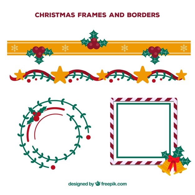 Conjunto flat de marco de navidad