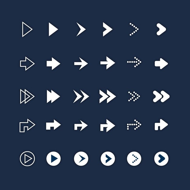 Conjunto de flecha derecha de diseño plano
