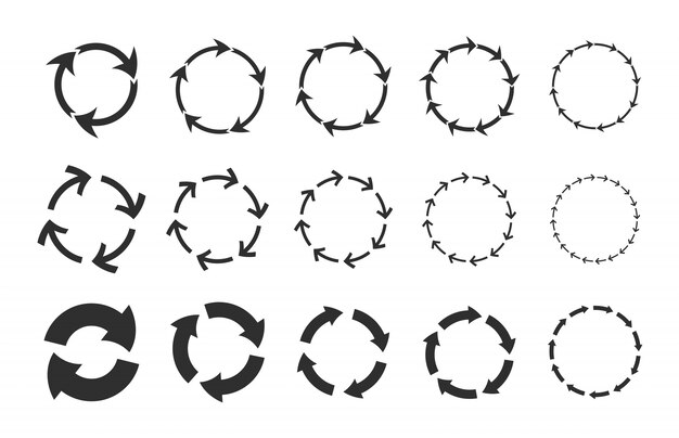 Conjunto de flechas circulares de reciclaje