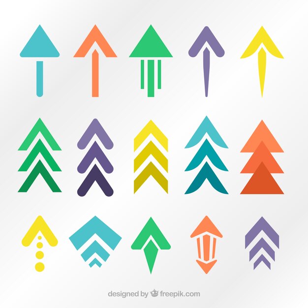 Conjunto de flechas de colores modernas en diseño plano