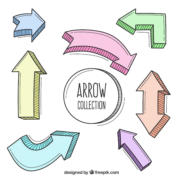Conjunto de flechas coloridas para marcar en estilo plano