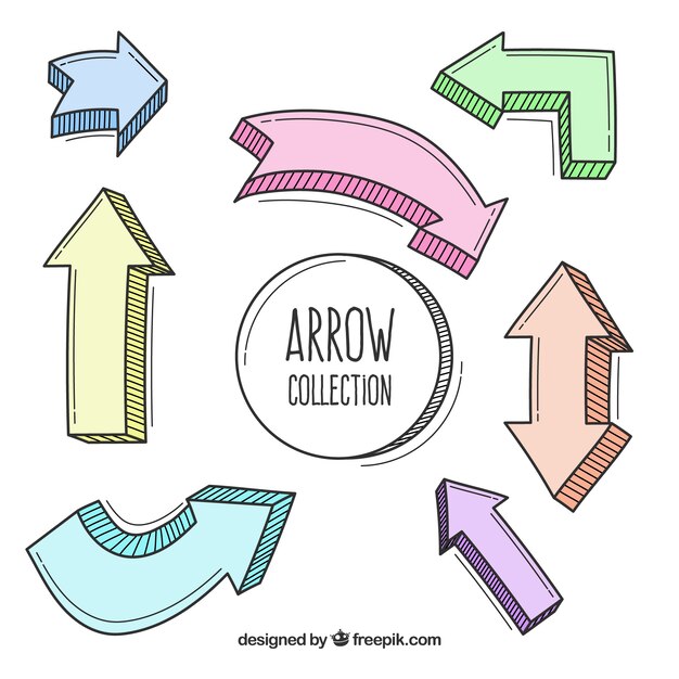 Conjunto de flechas coloridas para marcar en estilo plano
