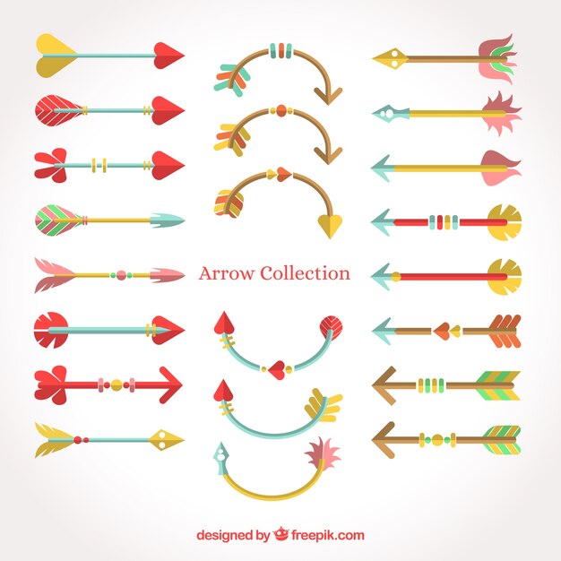 Conjunto de flechas coloridas para marcar en estilo plano
