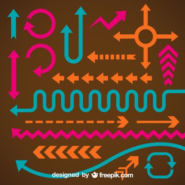 Conjunto de flechas creativas de colores