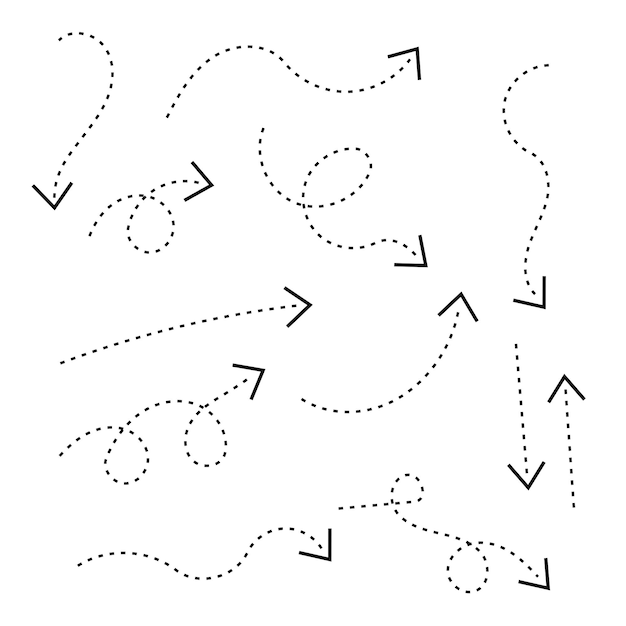 Vector gratuito conjunto de flechas de líneas discontinuas