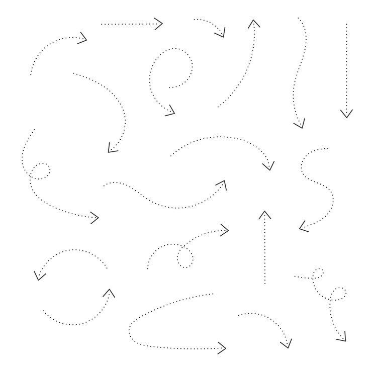 Vector gratuito conjunto de flechas de líneas punteadas