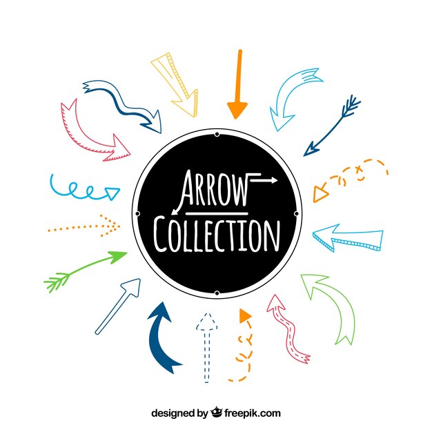 Conjunto de flechas para marcar en estilo dibujado a mano
