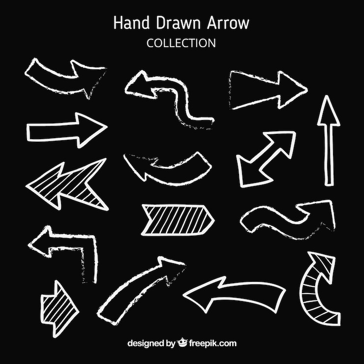 Vector gratuito conjunto de flechas para marcar en estilo hecho a mano